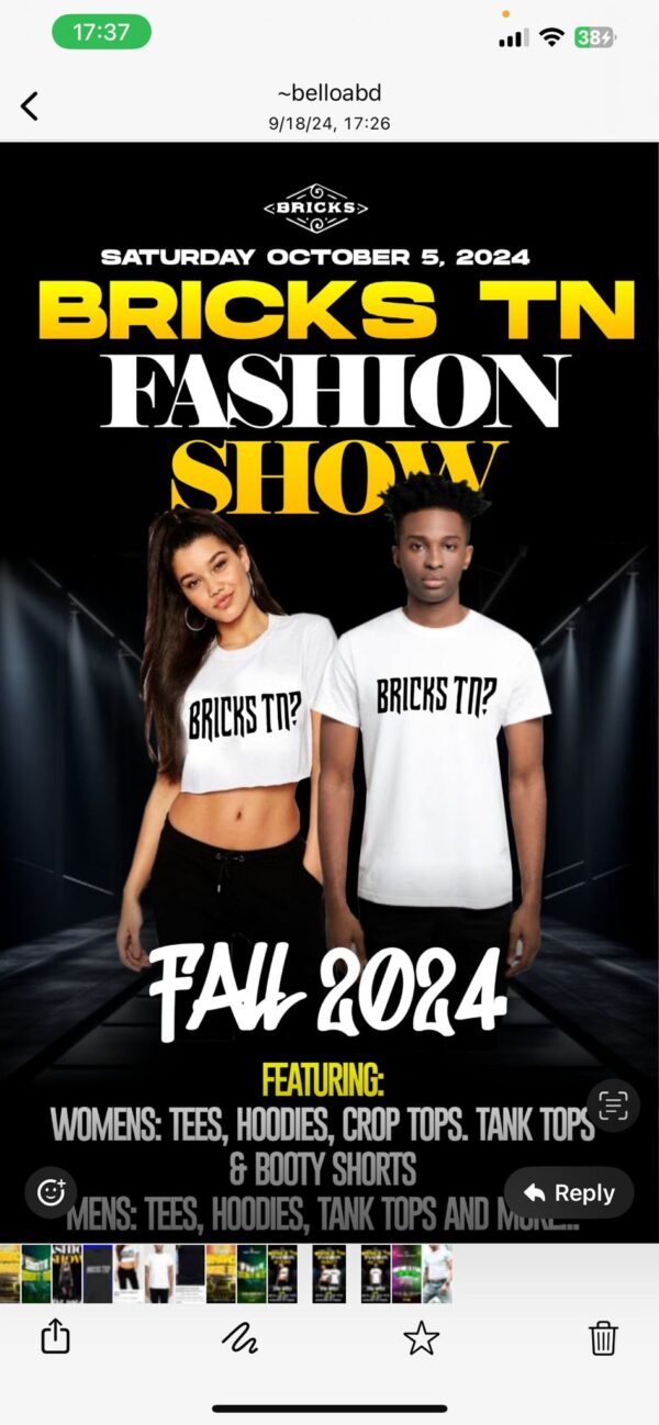 Saturday  October 5, 2024: Bricks TN Fashion Show